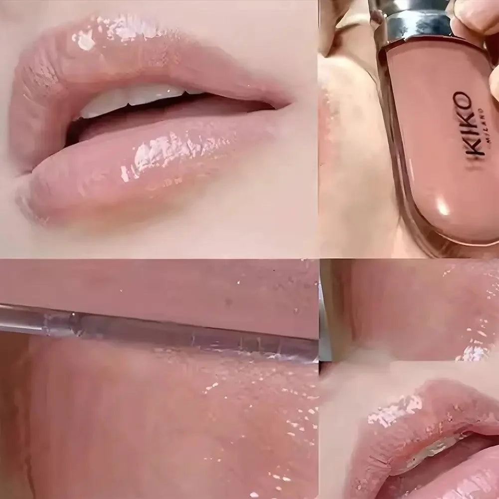 Kiko 3D Hydra LipGloss Non-fading Waterproof Blusher Moisturizing Shimmer Makeup Lip Gloss Lipstick Brun Rose Pearly Mauve Liner