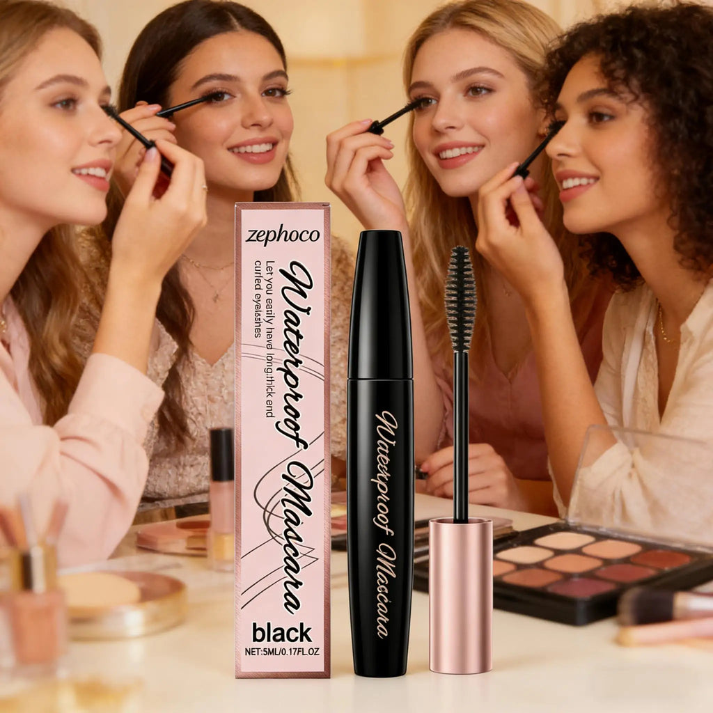 4D Black Mascara Waterproof Curling Volumizing Eyelash Extension Long-Lasting Natural Thick Lengthening Lashes Silk Fiber Makeup