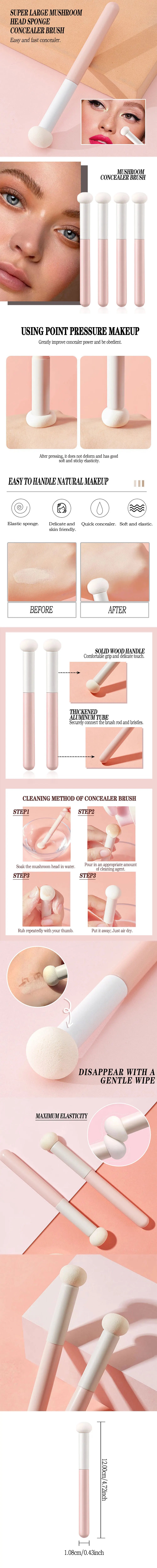 The mushroom head concealer brush has soft bristles and does not puzzle the face, and it is a mini single makeup brush