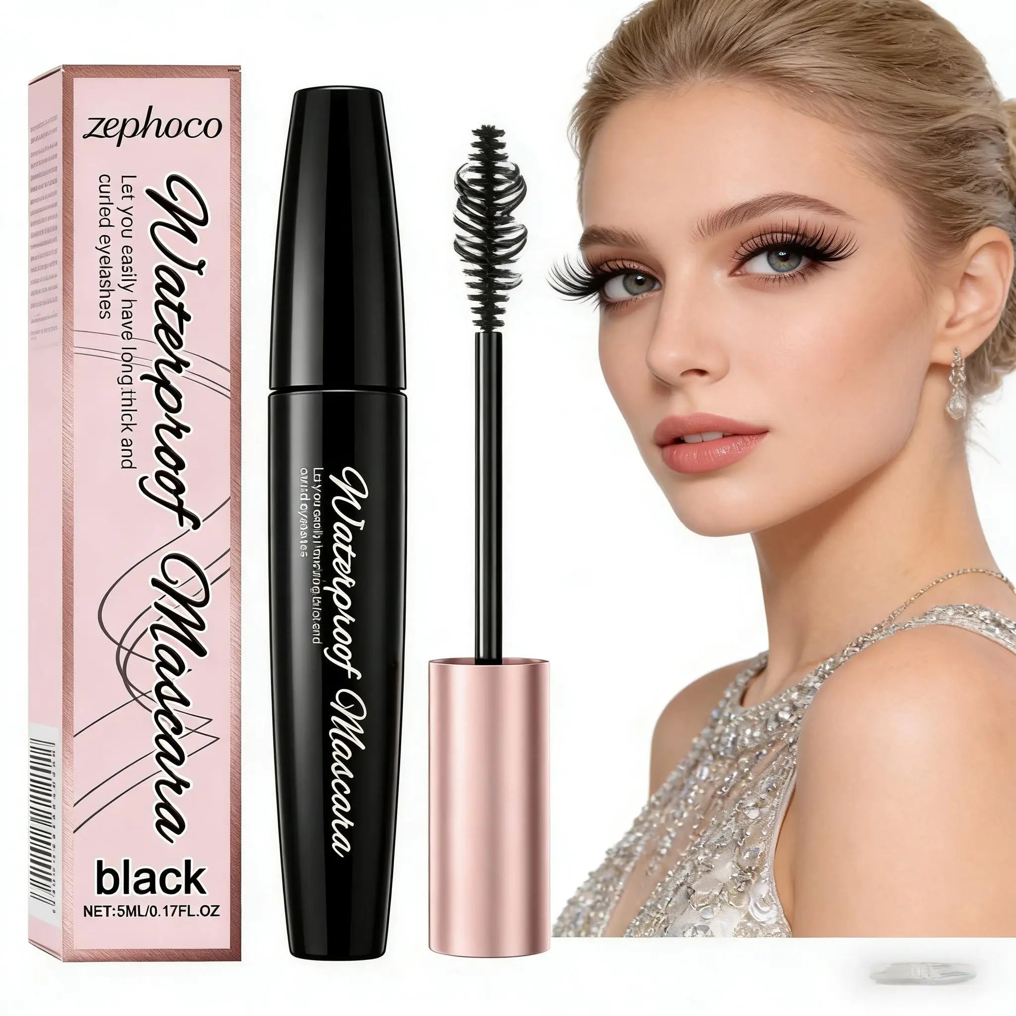 4D Black Mascara Waterproof Curling Volumizing Eyelash Extension Long-Lasting Natural Thick Lengthening Lashes Silk Fiber Makeup