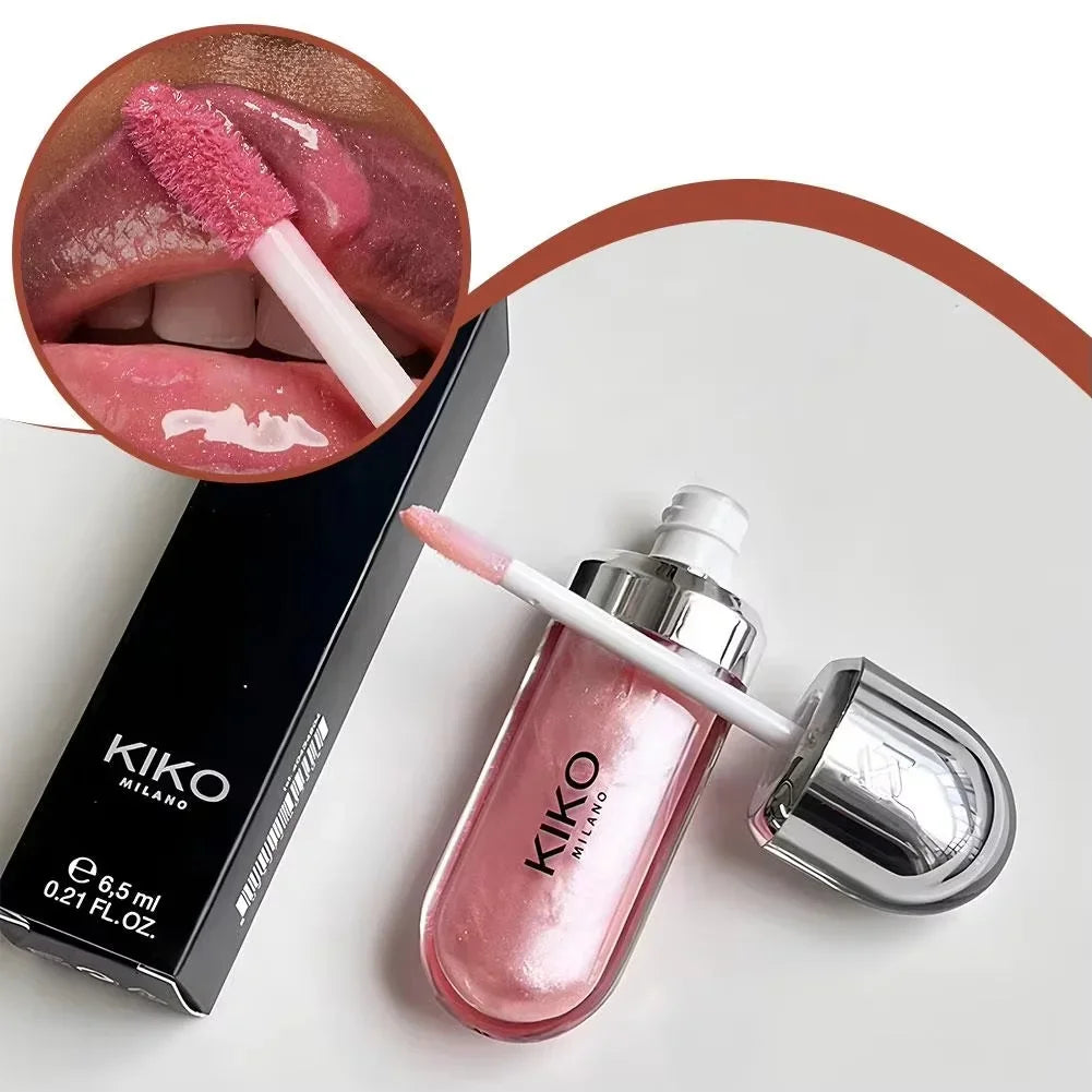Kiko 3D Hydra LipGloss Non-fading Waterproof Blusher Moisturizing Shimmer Makeup Lip Gloss Lipstick Brun Rose Pearly Mauve Liner