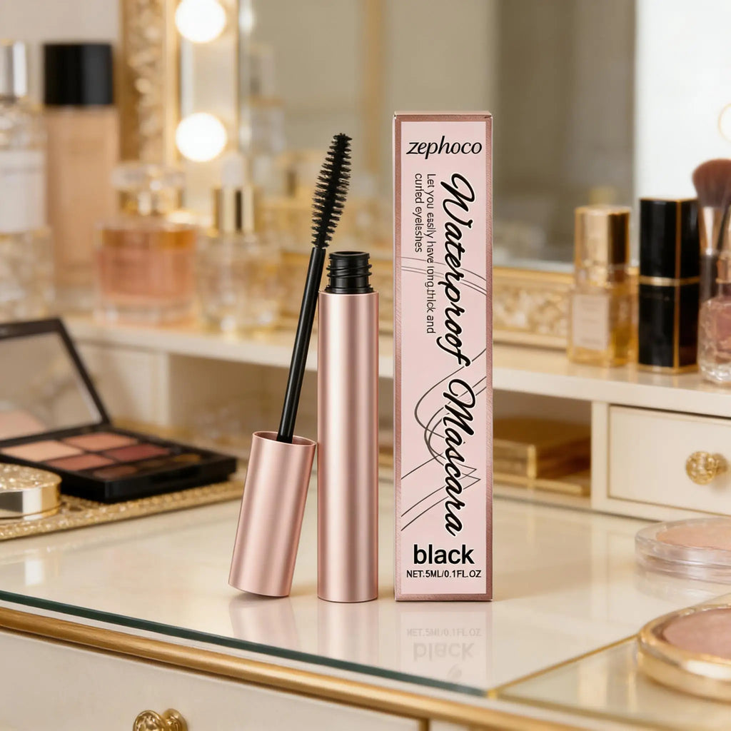 4D Black Mascara Waterproof Curling Volumizing Eyelash Extension Long-Lasting Natural Thick Lengthening Lashes Silk Fiber Makeup