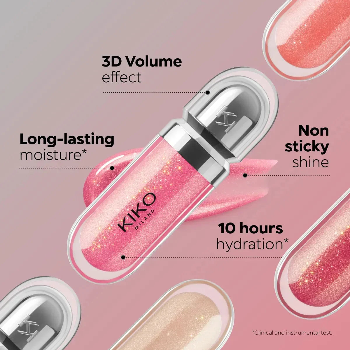 Kiko 3D Hydra LipGloss Non-fading Waterproof Blusher Moisturizing Shimmer Makeup Lip Gloss Lipstick Brun Rose Pearly Mauve Liner