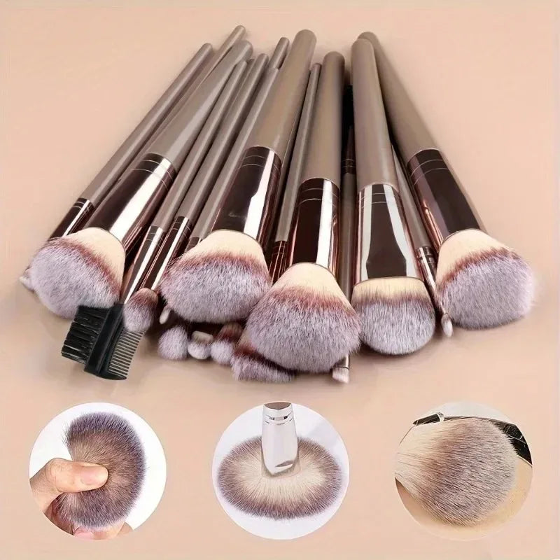 10–15 Pcs Professional Makeup Brush Set | Foundation, Eyeshadow, Eyebrow & Eyelash Brushes | Holiday Gift Set