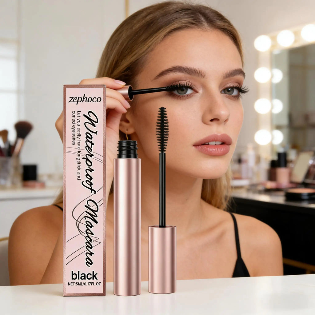 4D Black Mascara Waterproof Curling Volumizing Eyelash Extension Long-Lasting Natural Thick Lengthening Lashes Silk Fiber Makeup