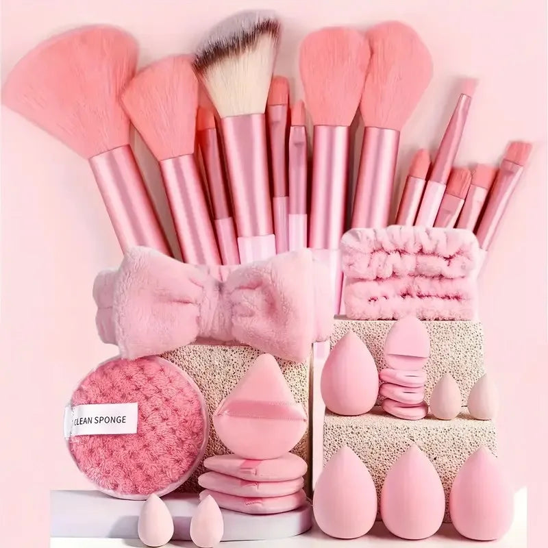 13/33pcs Professional Makeup Brush Set with Accessories for Combination Skin- Featuring Soft Brushes，Suitable for Beginners مكيا