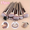10–15 Pcs Professional Makeup Brush Set | Foundation, Eyeshadow, Eyebrow & Eyelash Brushes | Holiday Gift Set